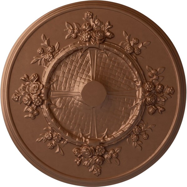 Ekena Millwork Flower Ceiling Medallion (Fits Canopies up to 3 7/8"), Hand-Painted Polished Copper, 27"OD x 1 1/8"P CM27FLPOS - main